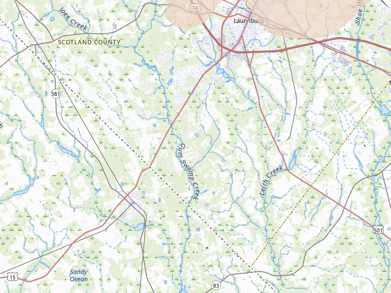 Radar-estimated hail-size map of the storm over Laurinburg, NC on Jul 6, 2026