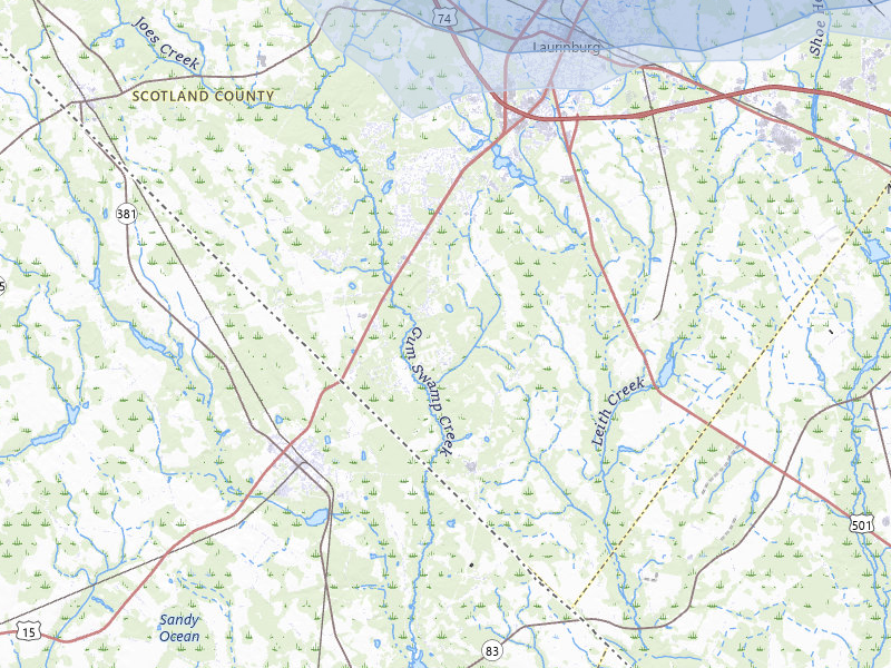 NEXRAD radar-signature map of the hail storm over Laurinburg, NC on Jul 6, 2026
