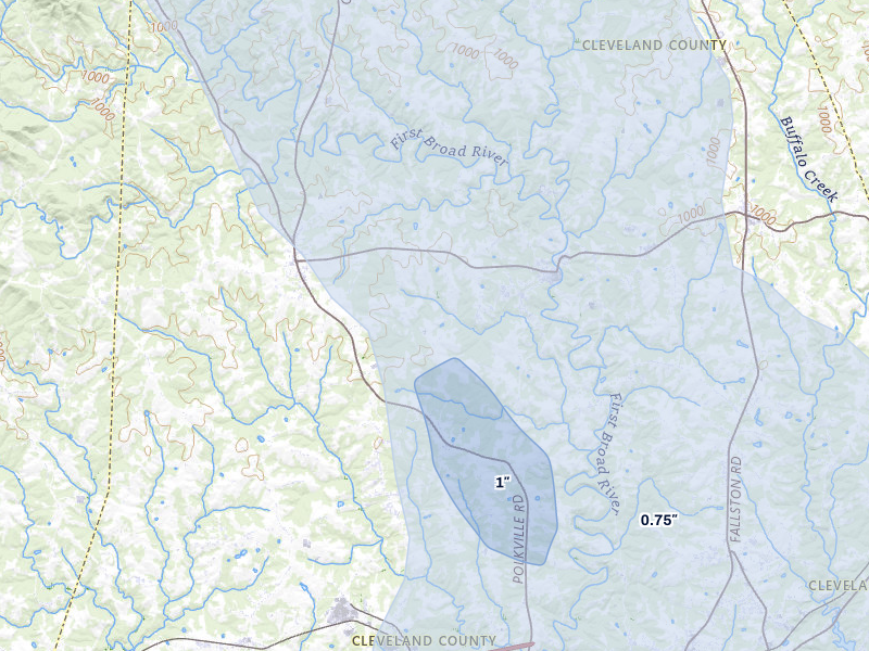 NEXRAD radar-signature map of the hail storm over Lawndale, NC on Jul 28, 2026