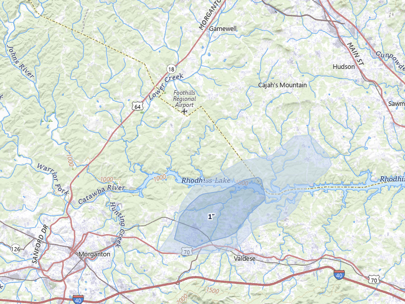 NEXRAD radar-signature map of the hail storm over Lenoir, NC on Jun 27, 2026