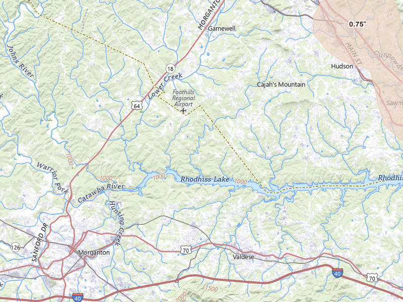 Radar-estimated hail-size map of the storm over Lenoir, NC on Jul 4, 2026