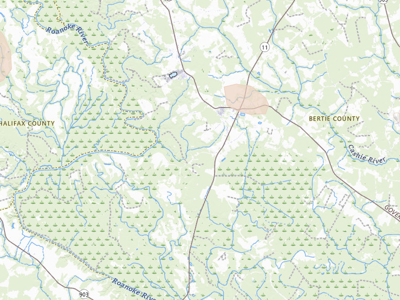 Radar-estimated hail-size map of the storm over Lewiston Woodville, NC on Jun 12, 2026