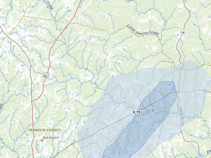 NEXRAD radar-signature map of the hail storm over Louisburg, NC on Sep 2, 2026