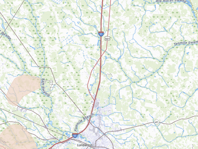 Radar-estimated hail-size map of the storm over Lumberton, NC on Jul 12, 2026
