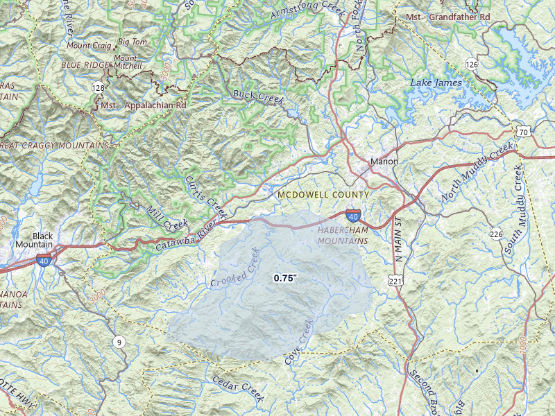 NEXRAD radar-signature map of the hail storm over Marion, NC on Apr 1, 2026