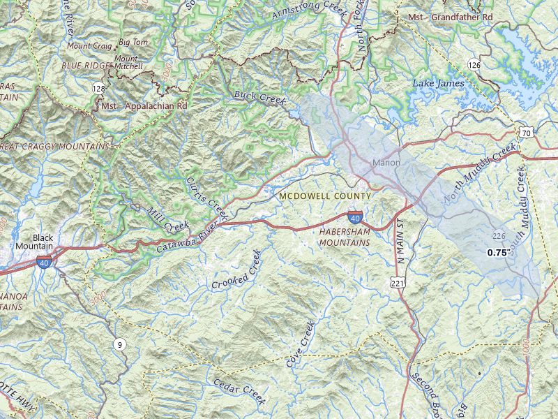 NEXRAD radar-signature map of the hail storm over Marion, NC on Jul 28, 2026