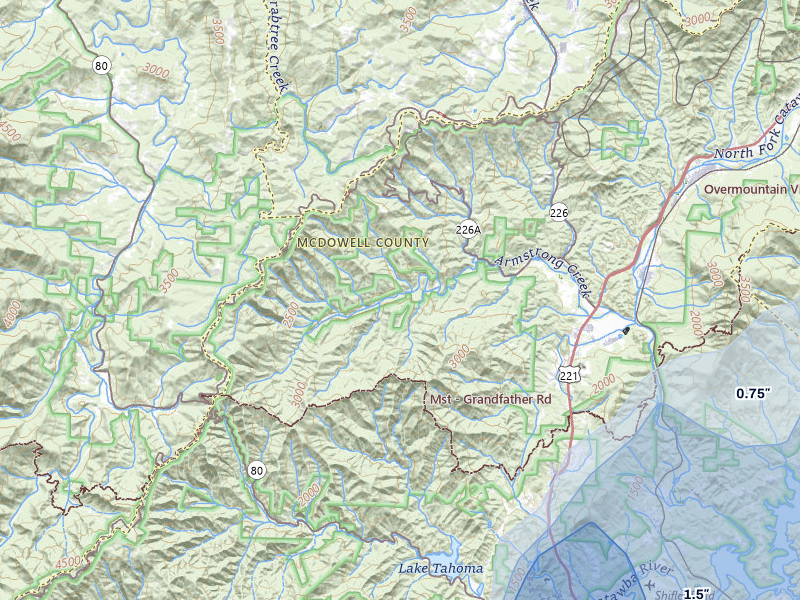 NEXRAD radar-signature map of the hail storm over Marion, NC on Aug 11, 2026