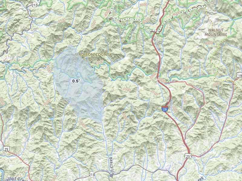 NEXRAD radar-signature map of the hail storm over Marshall, NC on Apr 1, 2026