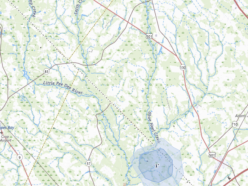 NEXRAD radar-signature map of the hail storm over Maxton, NC on Jun 28, 2026