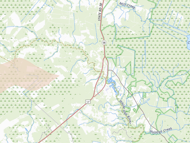 Radar-estimated hail-size map of the storm over Maysville, NC on Jul 10, 2026