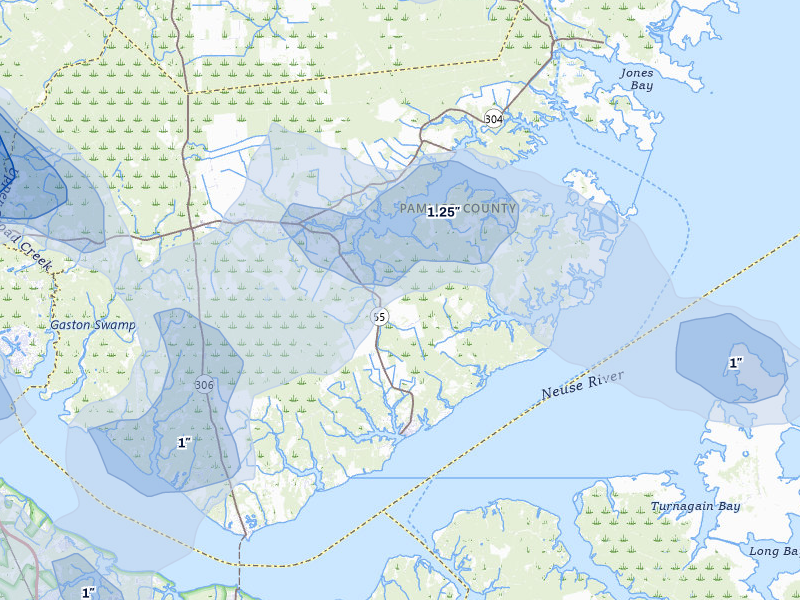 NEXRAD radar-signature map of the hail over Merritt, NC