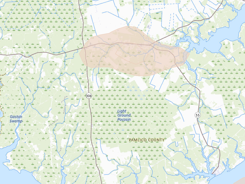 Radar-estimated hail-size map of the storm over Merritt, NC on Aug 24, 2026