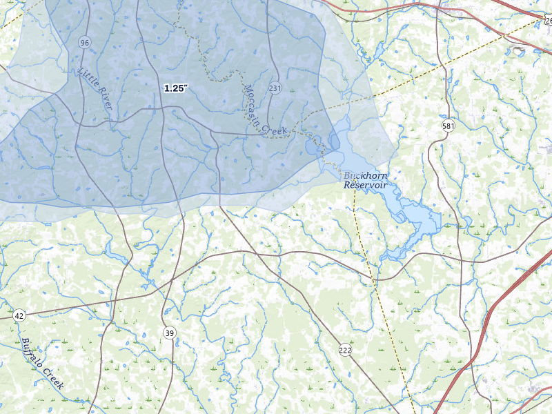 NEXRAD radar-signature map of the hail storm over Middlesex, NC on Jun 27, 2026