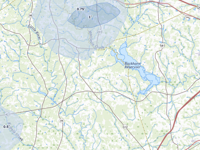 NEXRAD radar-signature map of the hail storm over Middlesex, NC on Jul 8, 2026