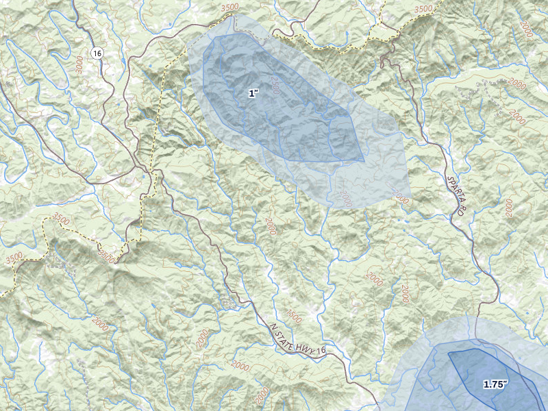 NEXRAD radar-signature map of the hail storm over Millers Creek, NC on Aug 11, 2026