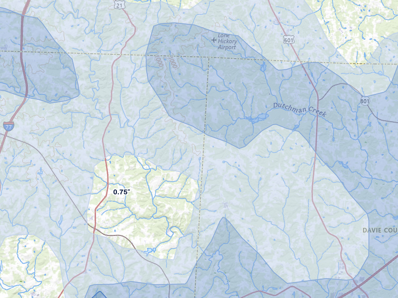 NEXRAD radar-signature map of the hail storm over Mocksville, NC on Aug 11, 2026