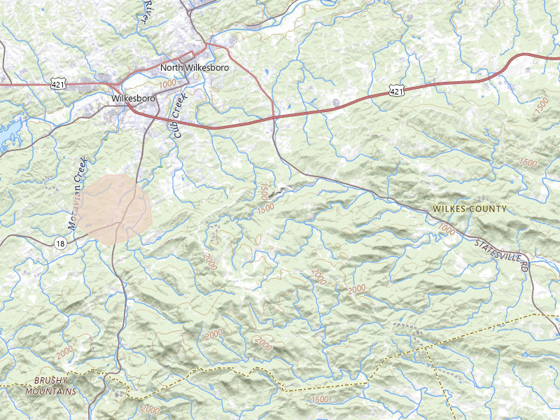 Radar-estimated hail-size map of the storm over Moravian Falls, NC on Jul 18, 2026