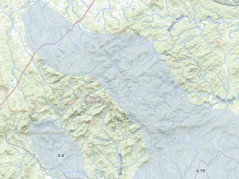 NEXRAD radar-signature map of the hail storm over Morganton, NC on Jul 28, 2026