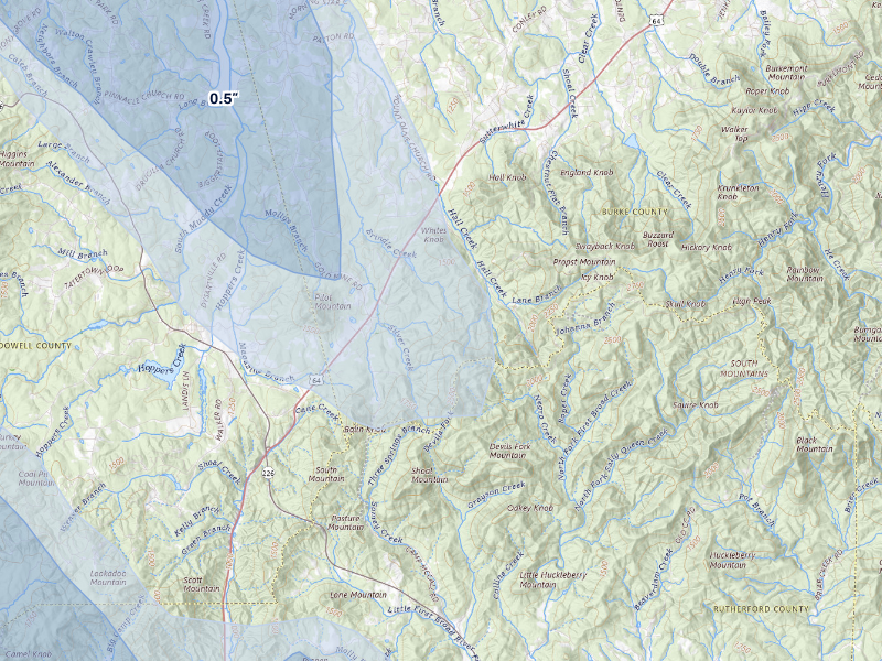 NEXRAD radar-signature map of the hail storm over Morganton, NC on Sep 6, 2026