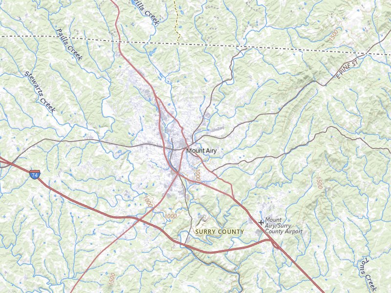 Radar-estimated hail-size map of the storm over Mount Airy, NC on Jul 4, 2026