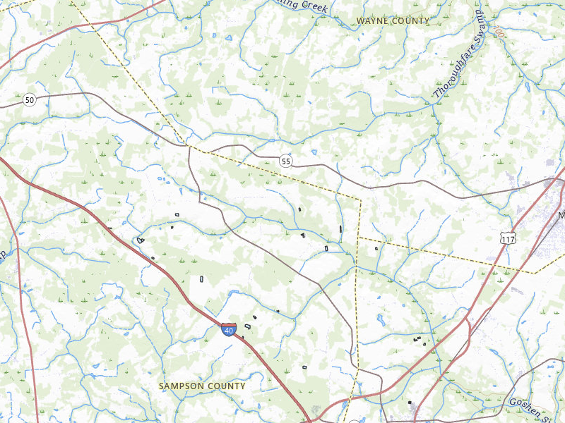 Radar-estimated hail-size map of the storm over Mount Olive, NC on Jul 7, 2026