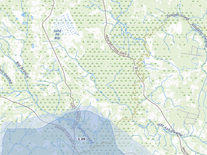 NEXRAD radar-signature map of the hail storm over Nakina, NC on Jul 11, 2026