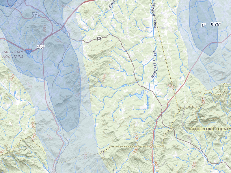 NEXRAD radar-signature map of the hail storm over Nebo, NC on Aug 11, 2026