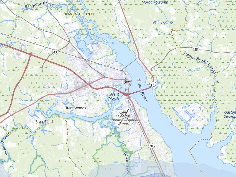 NEXRAD radar-signature map of the hail storm over New Bern, NC on Aug 24, 2026