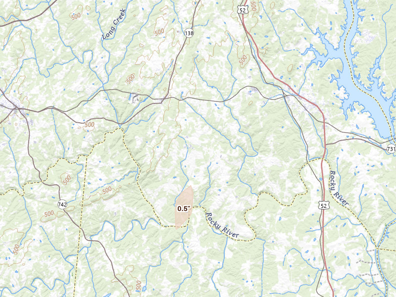 Radar-estimated hail-size map of the storm over Norwood, NC on Jul 6, 2026