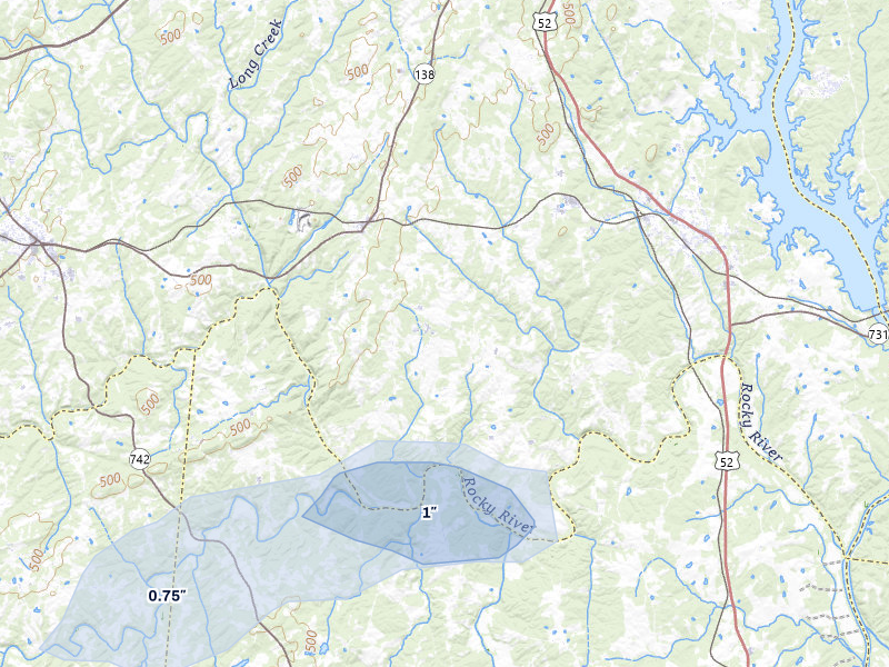 NEXRAD radar-signature map of the hail storm over Norwood, NC on Jul 6, 2026