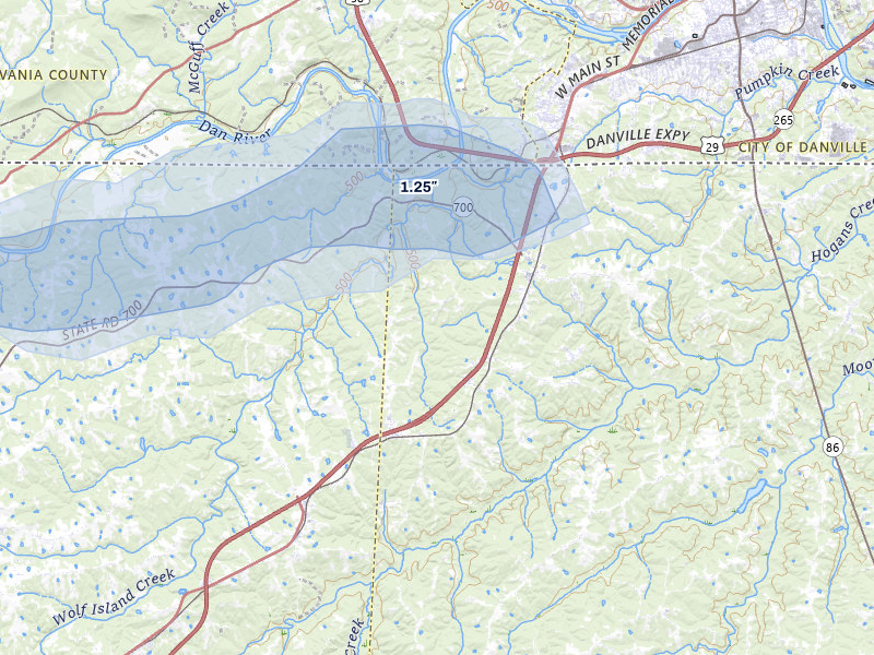 NEXRAD radar-signature map of the hail storm over Pelham, NC on May 27, 2026