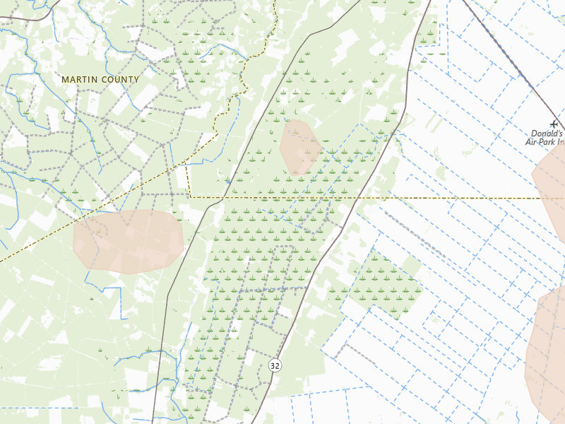 Radar-estimated hail-size map of the storm over Pinetown, NC on Aug 20, 2026