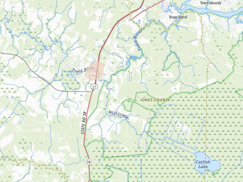 Radar-estimated hail-size map of the storm over Pollocksville, NC on Aug 24, 2026