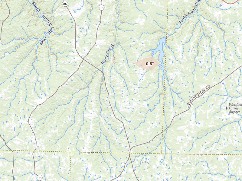 Radar-estimated hail-size map of the storm over Prospect Hill, NC