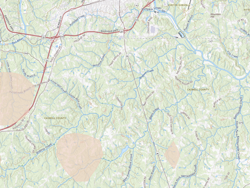 Radar-estimated hail-size map of the storm over Providence, NC