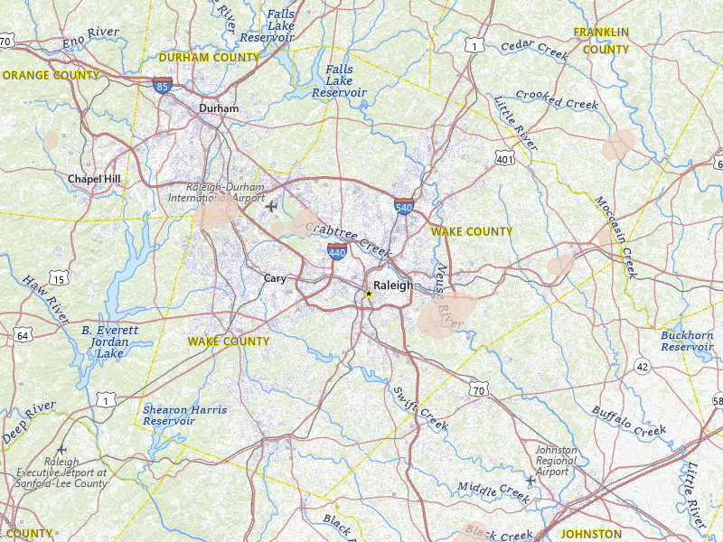 Radar-estimated hail-size map of the storm over Raleigh, NC on Jul 6, 2026