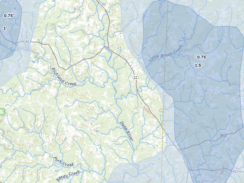 NEXRAD radar-signature map of the hail storm over Ramseur, NC on Aug 6, 2026