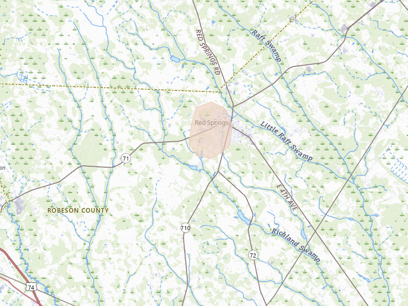 Radar-estimated hail-size map of the storm over Red Springs, NC