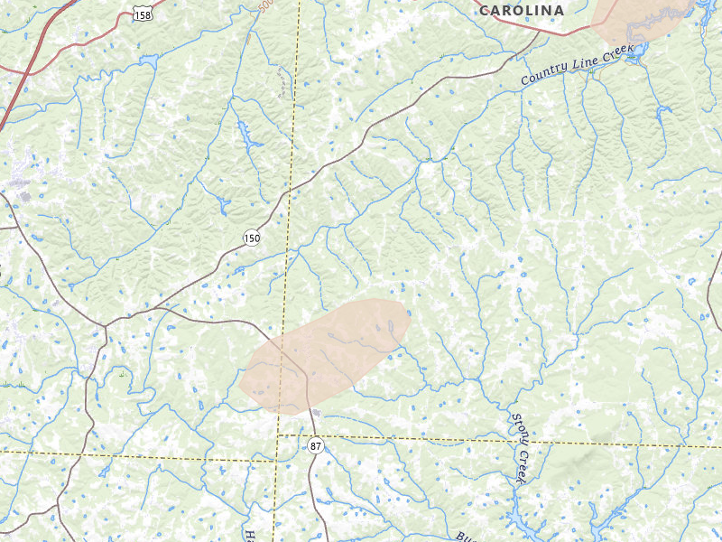 Radar-estimated hail-size map of the storm over Reidsville, NC on Jun 14, 2026