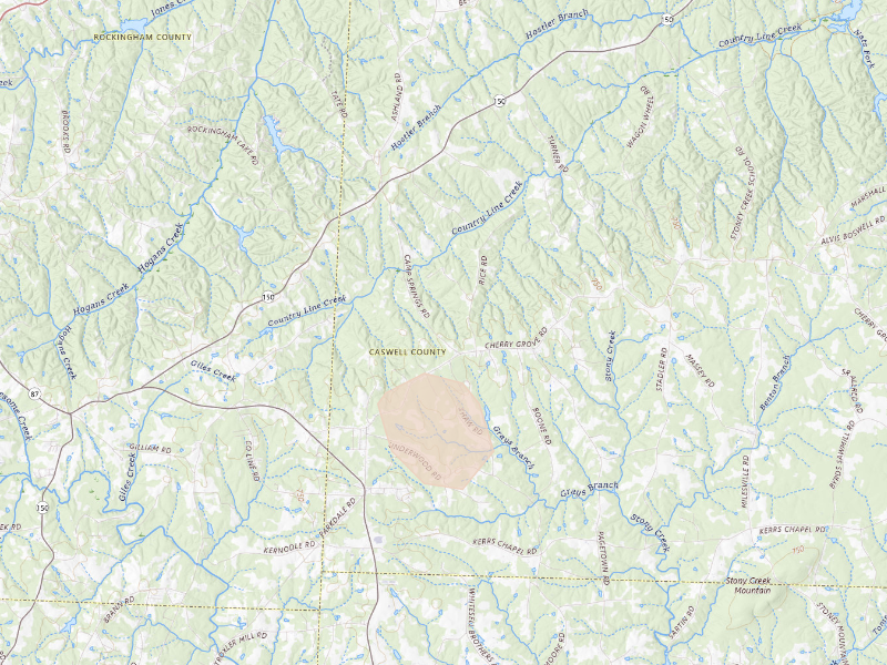 Radar-estimated hail-size map of the storm over Reidsville, NC