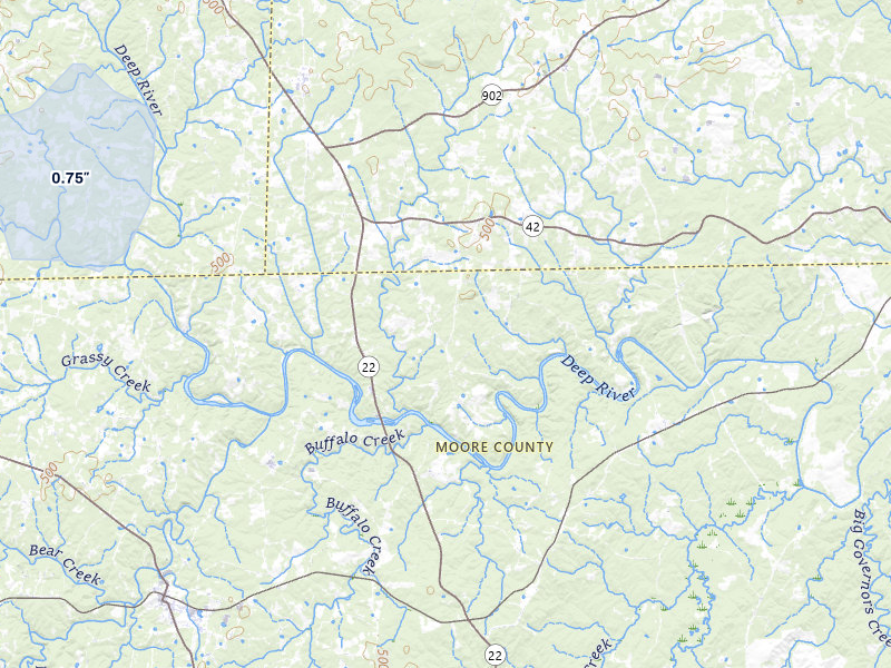 NEXRAD radar-signature map of the hail storm over Robbins, NC on Jul 5, 2026