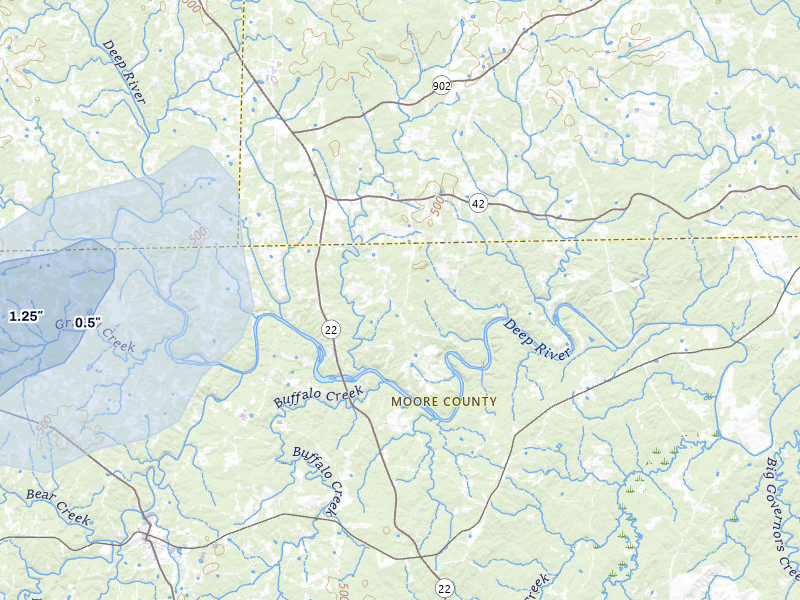 NEXRAD radar-signature map of the hail storm over Robbins, NC on Jul 7, 2026