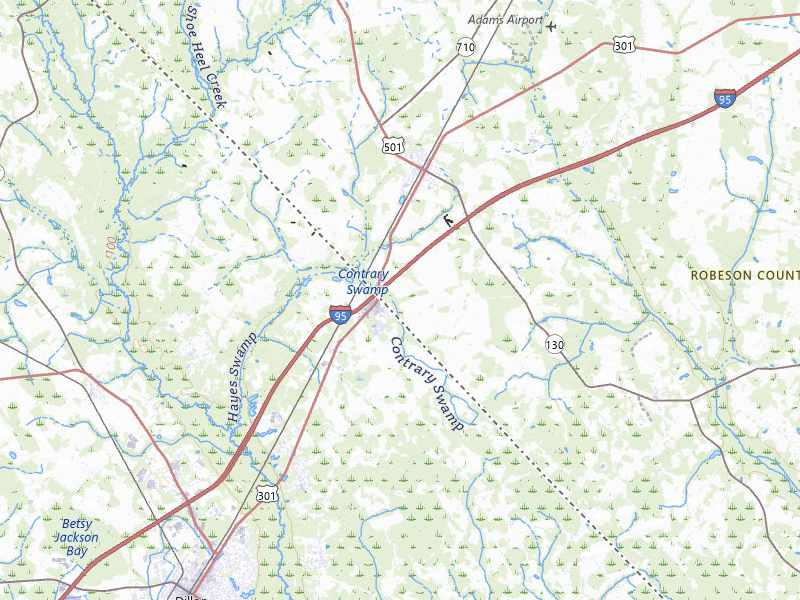 NEXRAD radar-signature map of the hail storm over Rowland, NC on Jul 28, 2026