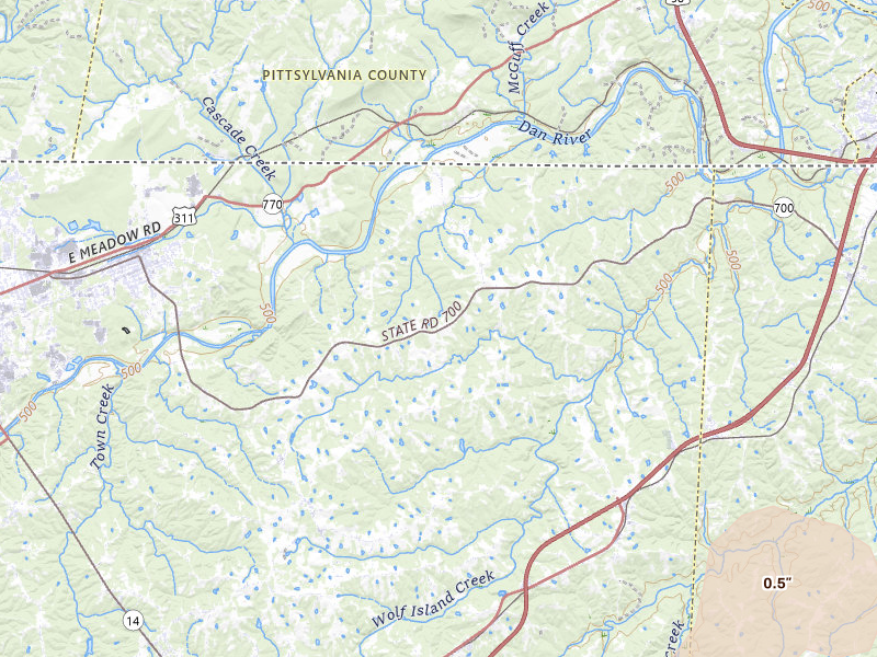 Radar-estimated hail-size map of the storm over Ruffin, NC on Jul 8, 2026