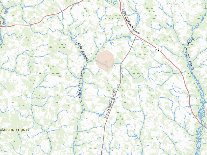 Radar-estimated hail-size map of the storm over Salemburg, NC
