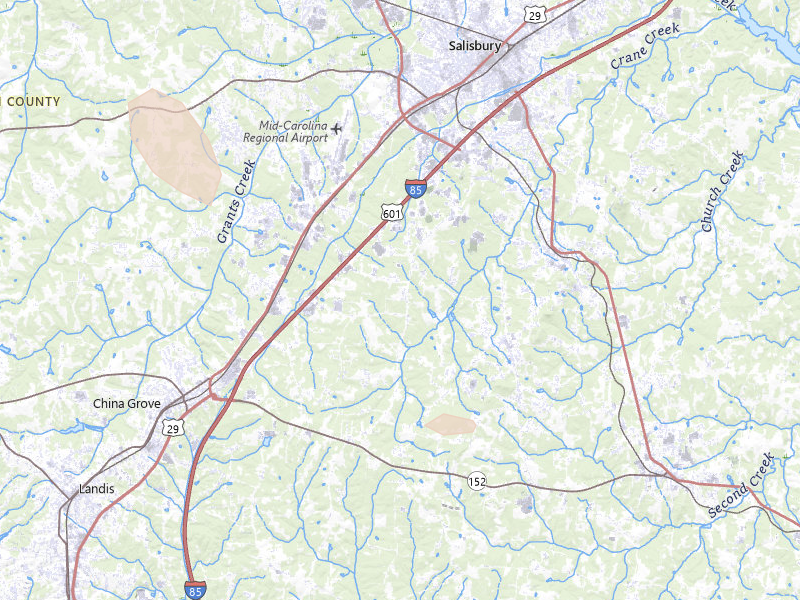 Radar-estimated hail-size map of the storm over Salisbury, NC