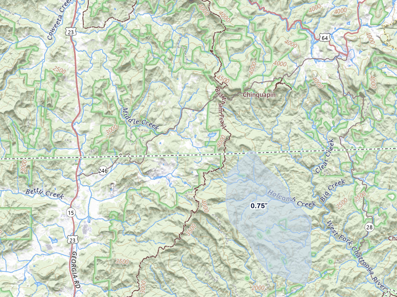 NEXRAD radar-signature map of the hail storm over Scaly Mountain, NC on Apr 1, 2026