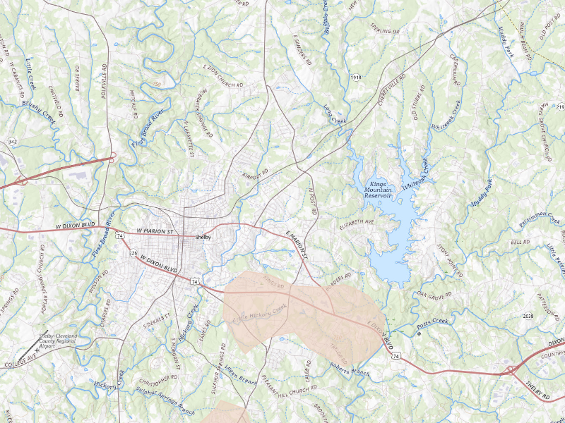 Radar-estimated hail-size map of the storm over Shelby, NC