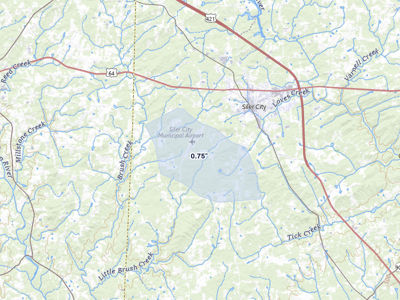 NEXRAD radar-signature map of the hail storm over Siler City, NC on May 27, 2026