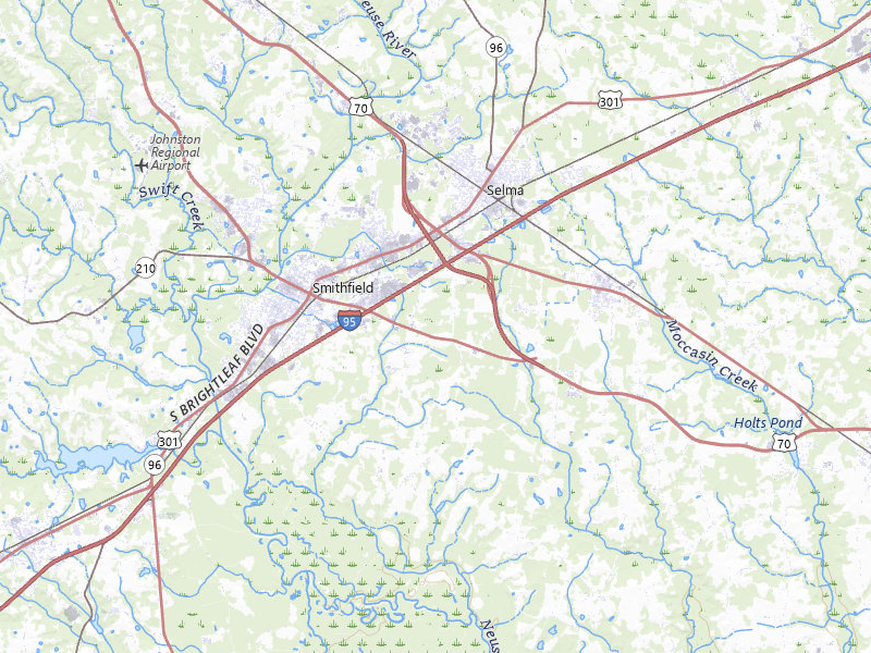 Radar-estimated hail-size map of the storm over Smithfield, NC on Jul 6, 2026